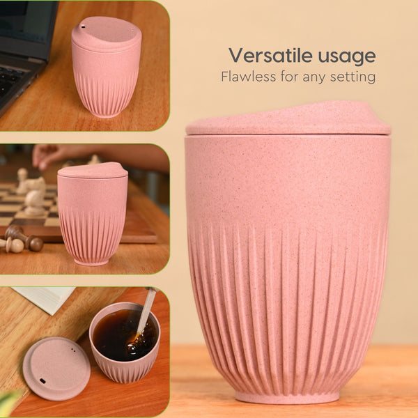 Retro Coffee Mug with Lid – Set of 4 | 350 ml