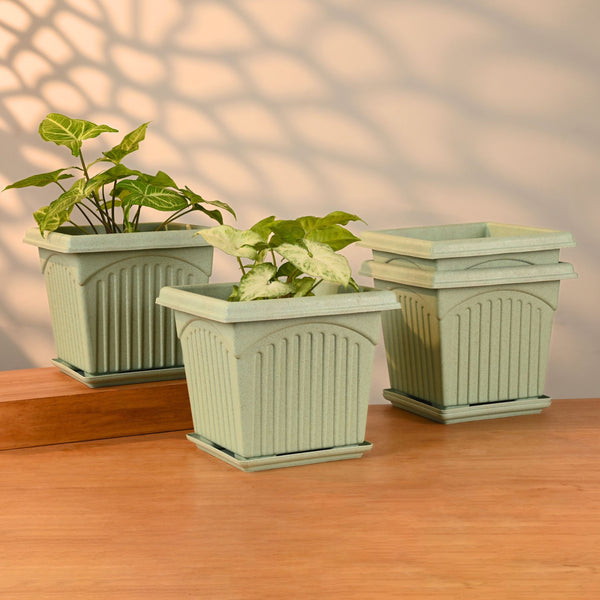 Earth Friendly 8″ Archway Planters with Tray | Set of 4