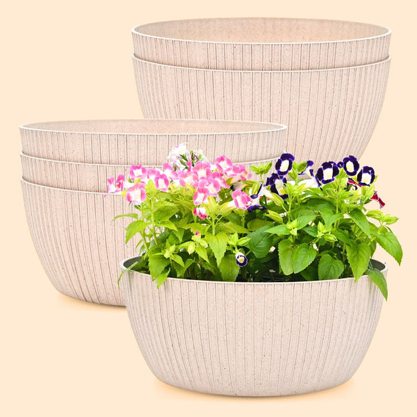 Earth Friendly Planters Nature nest Round 12 Inch set of 6 | Bamboo Based Pots and Planters