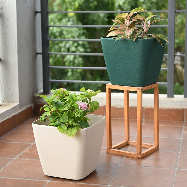 Earth-Friendly Daisy Self Watering Planters 12 Inch set of 2 | Wheeled Planter