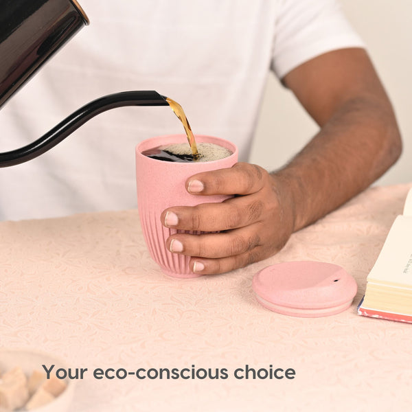 Retro Coffee Mug with Lid – Set of 4 | 350 ml