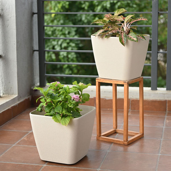 Earth-Friendly Daisy Self Watering Planters 12 Inch set of 2 | Wheeled Planter