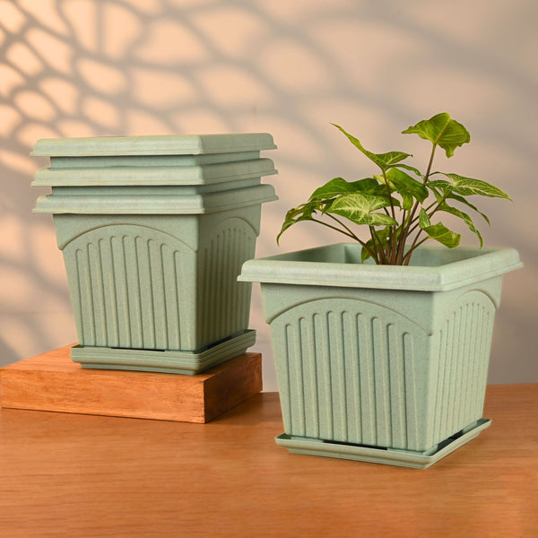Earth Friendly 10″ Archway Planters with Tray | Set of 4