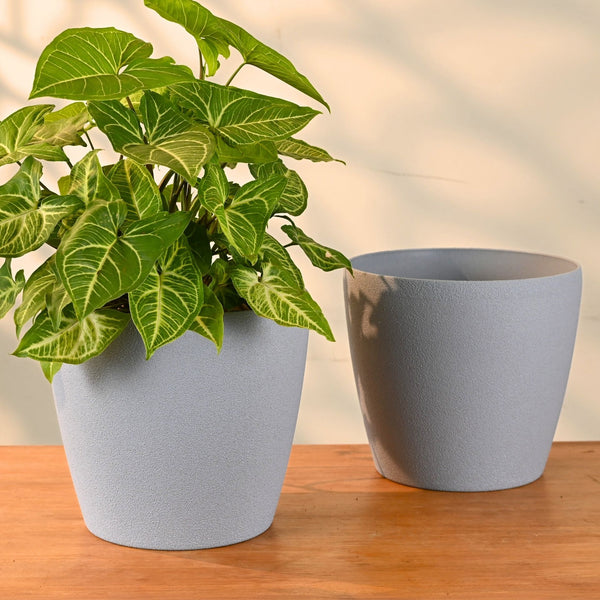 Earth-Friendly Deco Planters 9 Inch set of 2 | Bamboo Based Pots and Planters