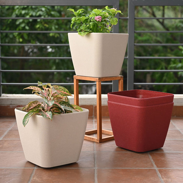 Earth-Friendly Daisy Self Watering Planters 12 Inch set of 4 | Wheeled Planter