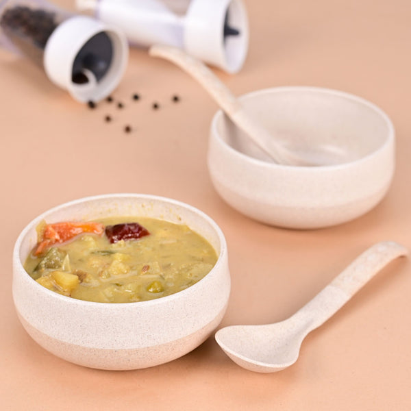 Soup Bowl 250 ml set of 2 | Earth friendly Unbreakable bowls with Spoon