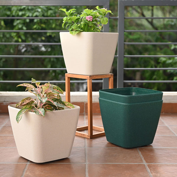 Earth-Friendly Daisy Self Watering Planters 12 Inch set of 4 | Wheeled Planter