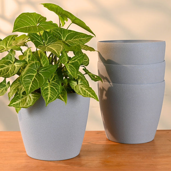 Earth-Friendly Deco Self Watering Planters 9 Inch set of 4 | Bamboo Based Pots and Planters