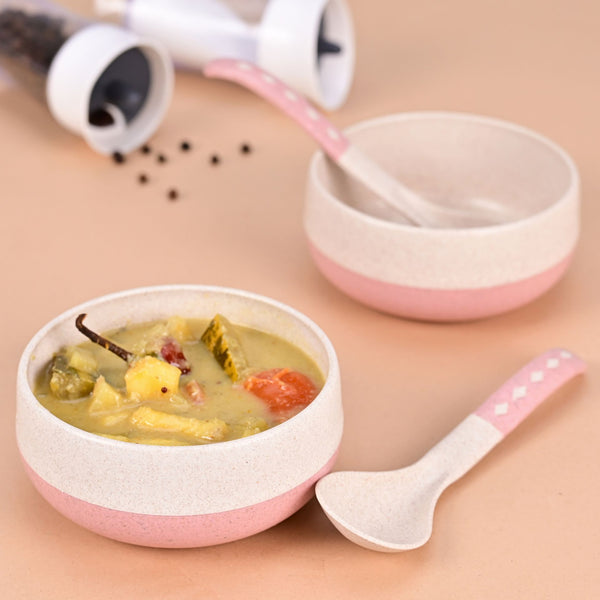 Soup Bowl 250 ml set of 2 | Earth friendly Unbreakable bowls with Spoon