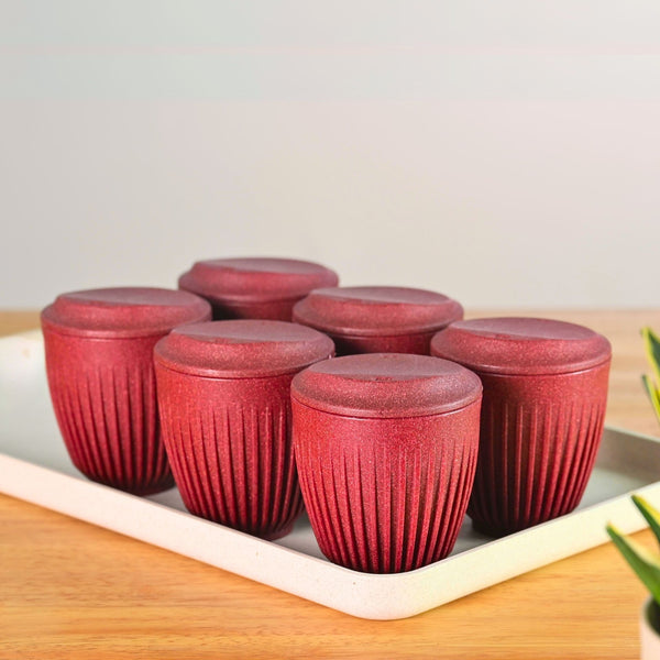 Retro Cup 250 ml Set of 6 | Earth Friendly Unbreakable Cups Made with Rice Husk & Bamboo Fibers