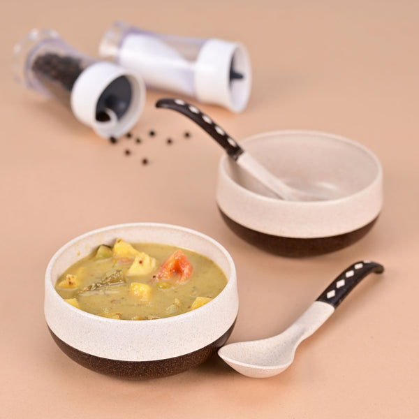 Soup Bowl 250 ml set of 2 | Earth friendly Unbreakable bowls with Spoon
