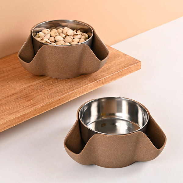 Earth Friendly Double Dish Pistachio Serving Bowls | Set of 2