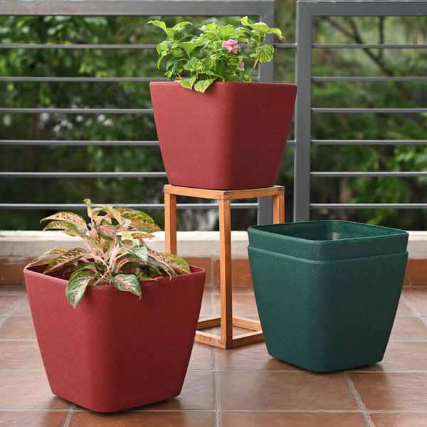 Earth-Friendly Daisy Self Watering Planters 12 Inch set of 4 | Wheeled Planter