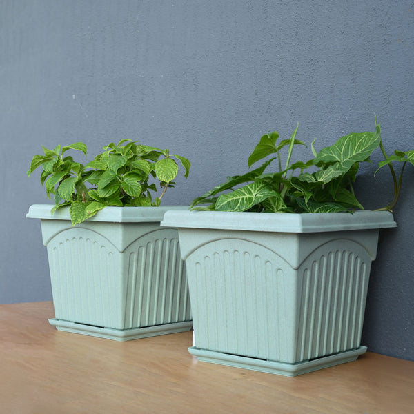 Earth Friendly 12″ Archway Planters with Tray | Set of 2