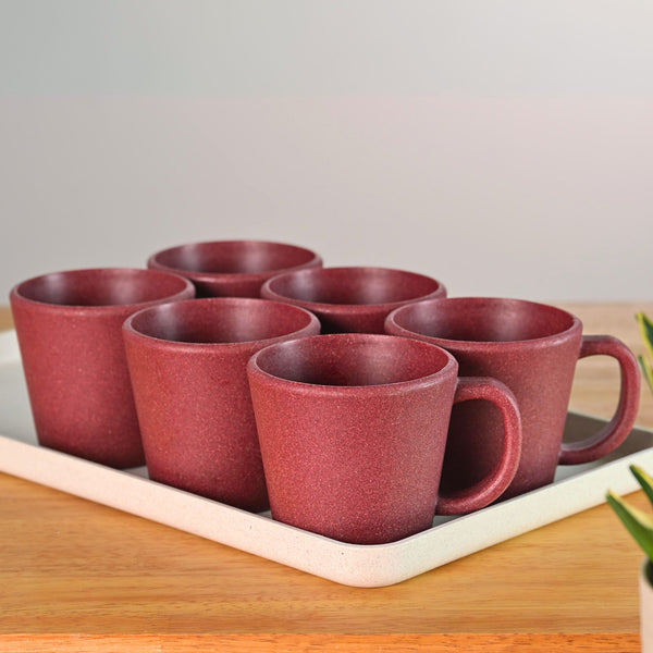 Earth friendly Majestic Mug 375 ml set of 6 | Eha Unbreakable mugs Made with Rice Husk & Bamboo Fibers