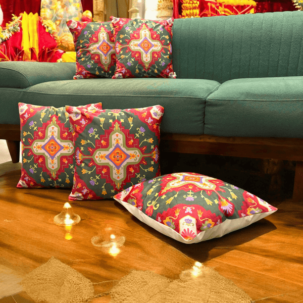 Vintage Festive Floral Velvet Cushion Cover