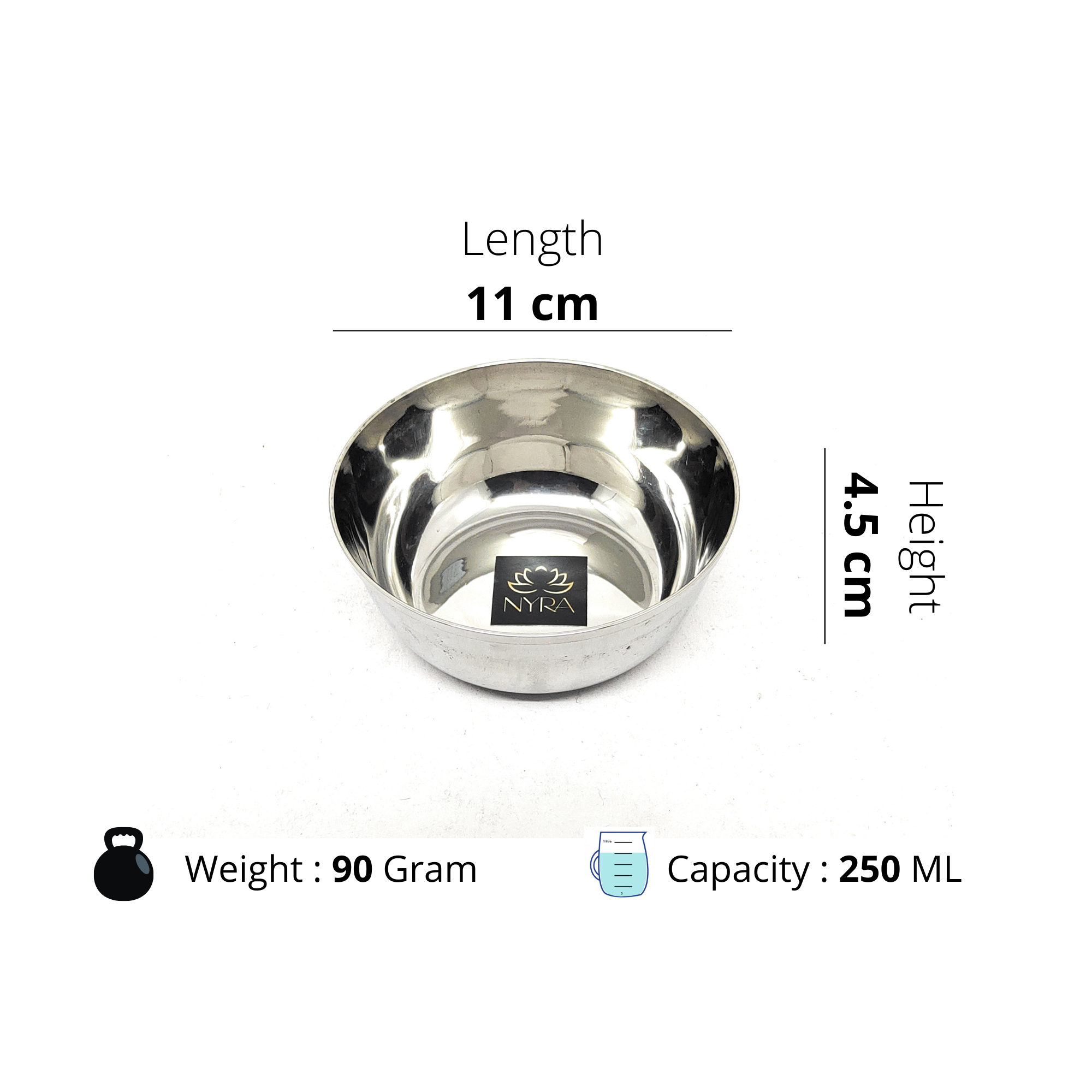 Dimensions of Stainless Steel Bowl 