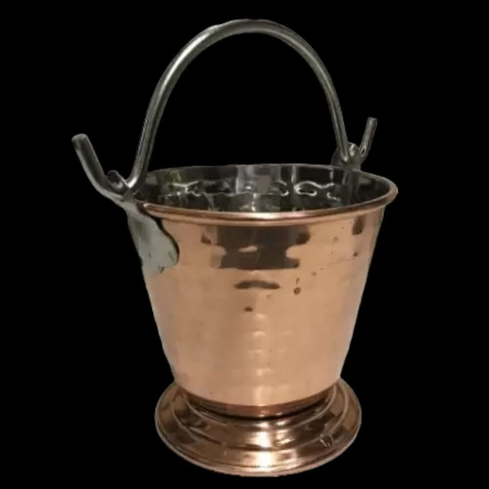 Bucket Set Of 2 Handmade Pure Steel Copper Bucket/Balti Hammered Design With Handle