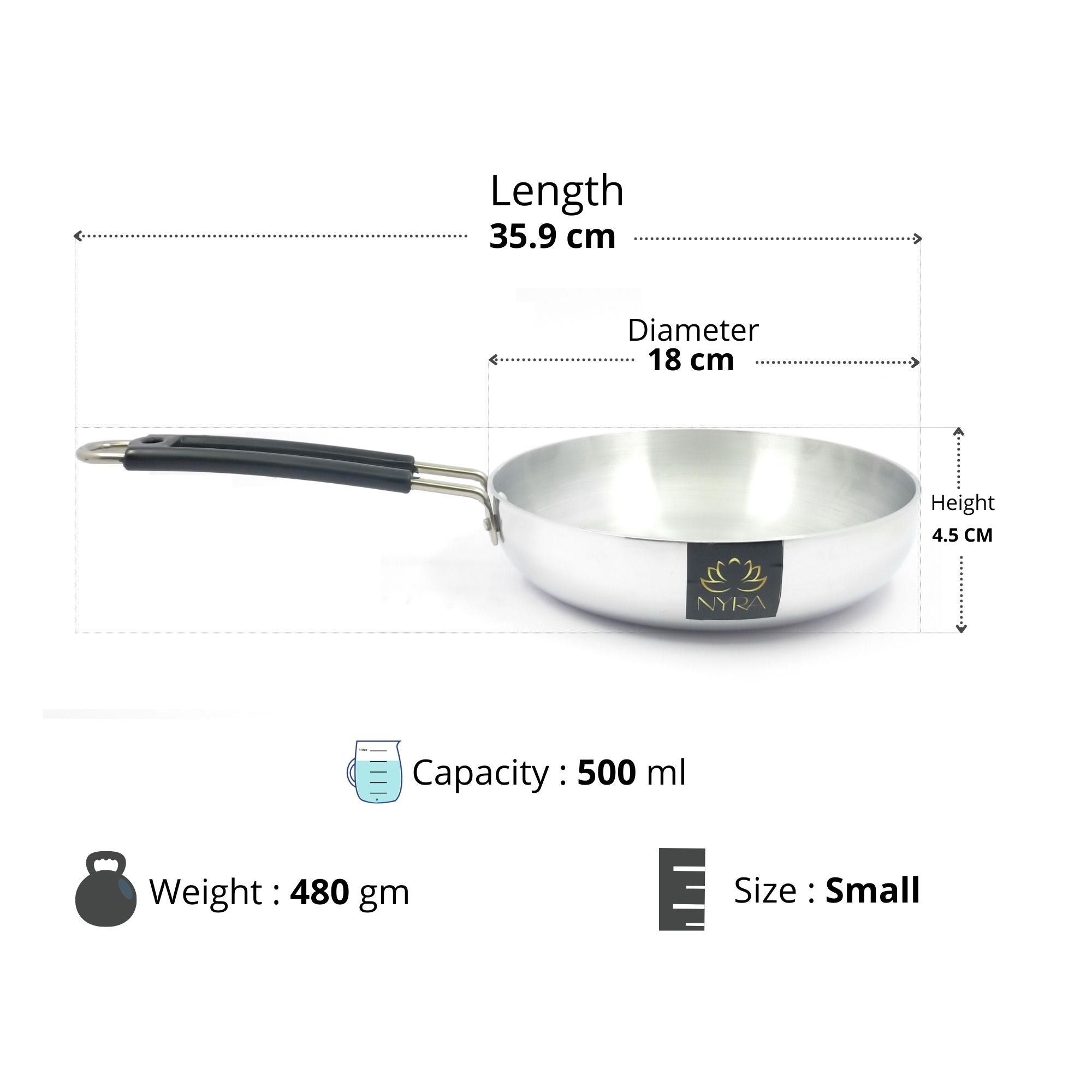 Dimensions of Aluminum Induction Fry Pan