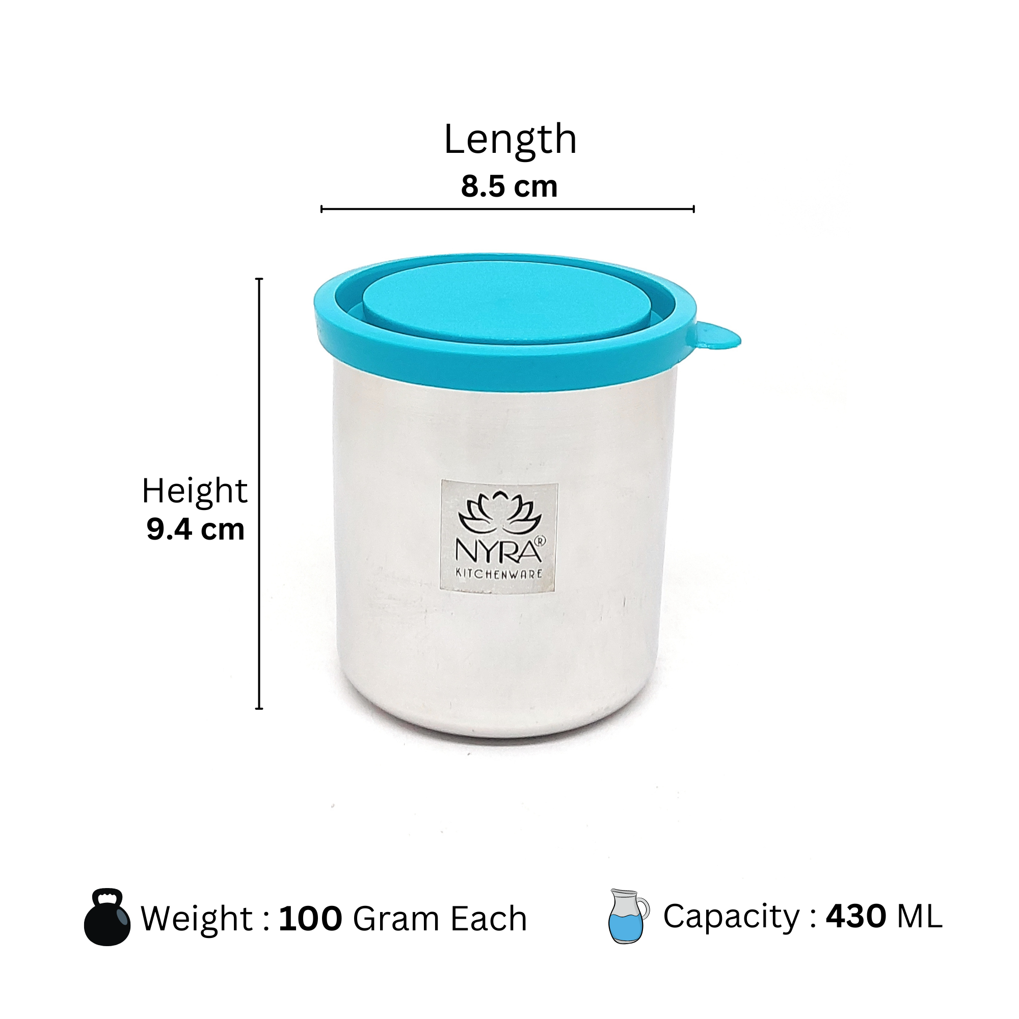 dimensions of Stainless Steel Leak-Proof Glass with Lid
