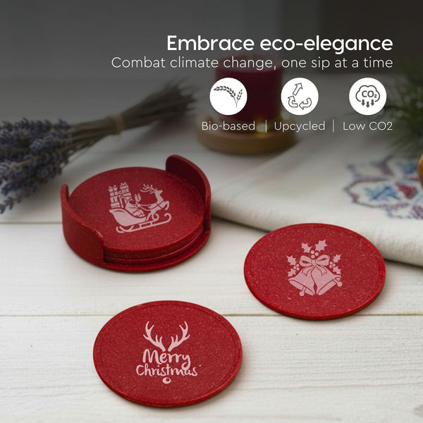 Earth Friendly Dockie Stand & Printed Coasters Set of 6 | Christmas Gifting