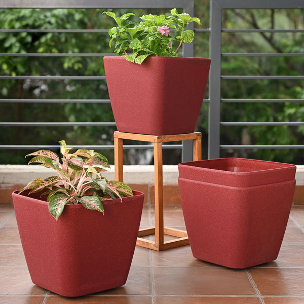 Earth-Friendly Daisy Self Watering Planters 12 Inch set of 4 | Wheeled Planter