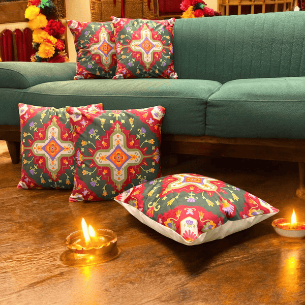 Vintage Festive Floral Velvet Cushion Cover