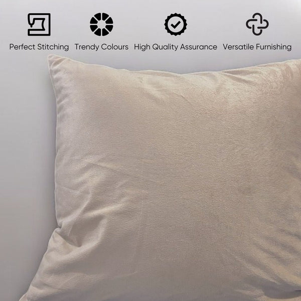 Beige Velvet Cushion Cover  | Sahara Whisper  - Set of 3