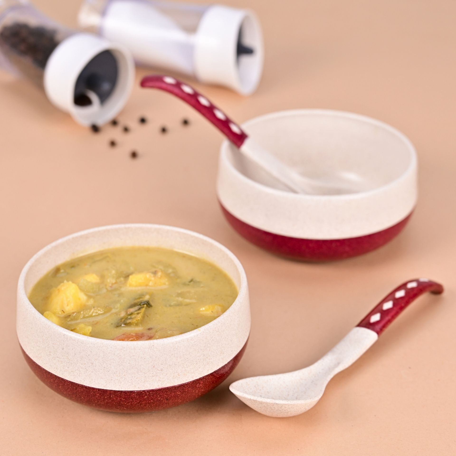 Soup Bowl 250 ml set of 2 | Earth friendly Unbreakable bowls with Spoon