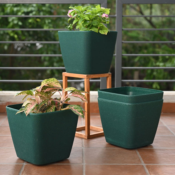 Earth-Friendly Daisy Self Watering Planters 12 Inch set of 4 | Wheeled Planter
