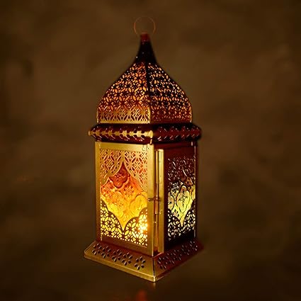 Metal Hanging Lantern Tealight Candle Holder (12.5 Inch)