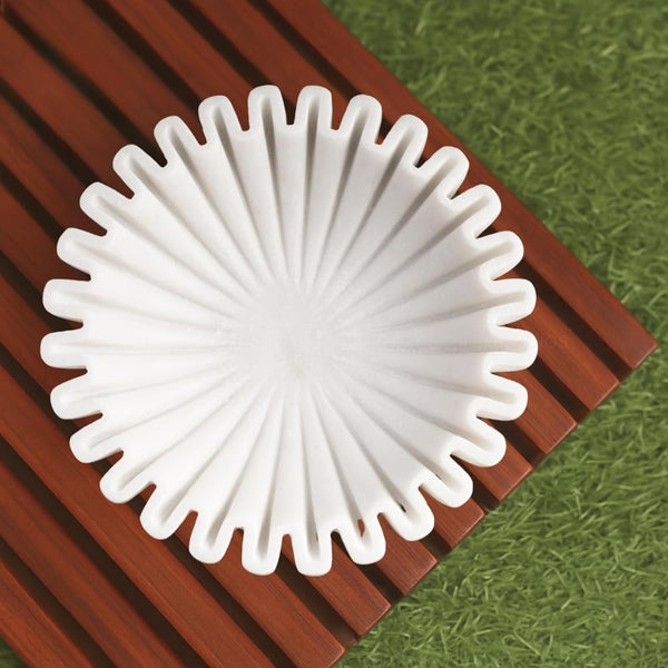 Premium Handcrafted Marble Ruffle Bowl | Antique Scalloped Bowl | Fluted Bowl | Marble Large Decorative Bowl | White Decorative Bowls for Home Decor | Key Bowl | Fruit Bowl | Ring Dish | Organic Modern Home Decor Bowl | 6-18 Inches