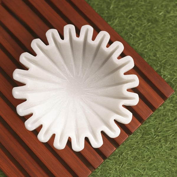 Premium Handcrafted Marble Ruffle Bowl | Antique Scalloped Bowl | Fluted Bowl | Marble Large Decorative Bowl | White Decorative Bowls for Home Decor | Key Bowl | Fruit Bowl | Ring Dish | Organic Modern Home Decor Bowl | 6-18 Inches