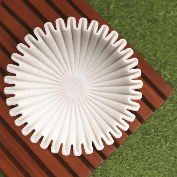 Premium Handcrafted Marble Ruffle Bowl | Antique Scalloped Bowl | Fluted Bowl | Marble Large Decorative Bowl | White Decorative Bowls for Home Decor | Key Bowl | Fruit Bowl | Ring Dish | Organic Modern Home Decor Bowl | 6-18 Inches