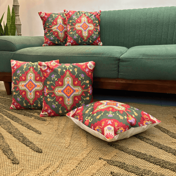 Vintage Festive Floral Velvet Cushion Cover