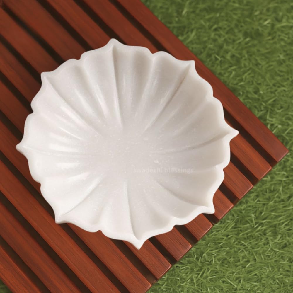 HandCrafted Marble Lotus Bowl | Organic Modern Home Decor Bowl | Fruit Bowl | Vintage Ring Dish | Decorative Flower Bowl | HouseWarming Gifts | Wedding Gifts| Urli | 6-12 Inches