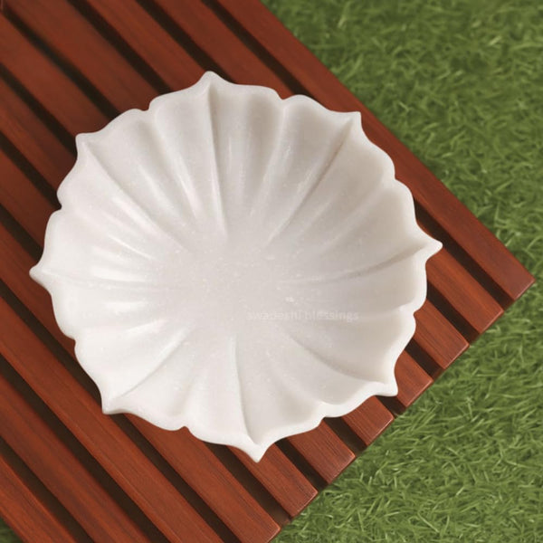 HandCrafted Marble Lotus Bowl | Organic Modern Home Decor Bowl | Fruit Bowl | Vintage Ring Dish | Decorative Flower Bowl | HouseWarming Gifts | Wedding Gifts| Urli | 6-12 Inches