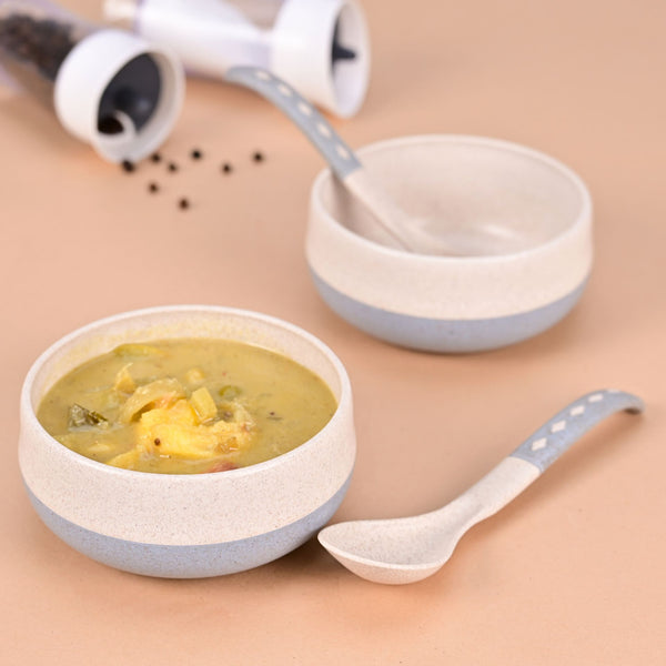 Soup Bowl 250 ml set of 2 | Earth friendly Unbreakable bowls with Spoon
