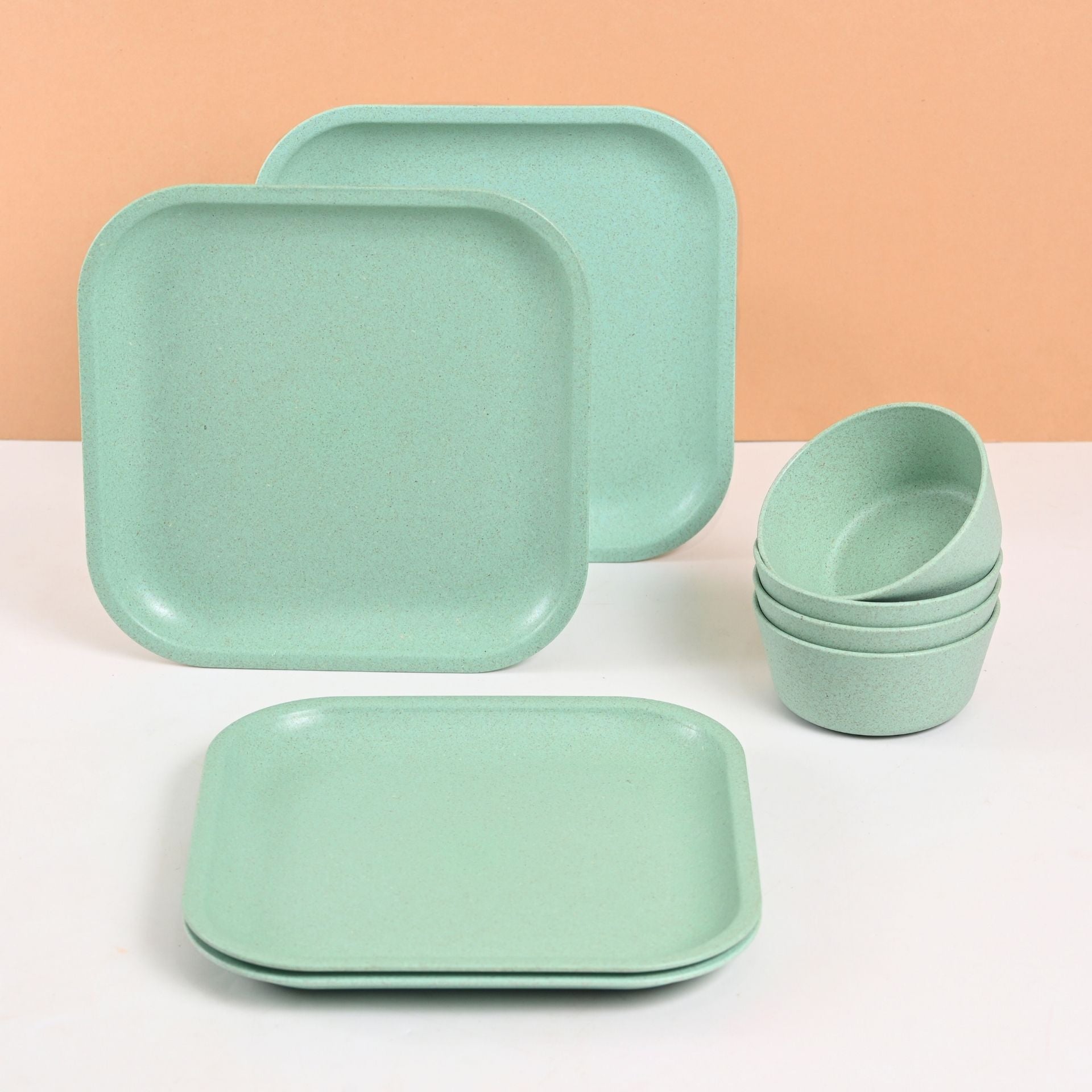 Earth Friendly 8 inch Small Snack Serving Plates and Curry bowl (175ml) | Set of 4