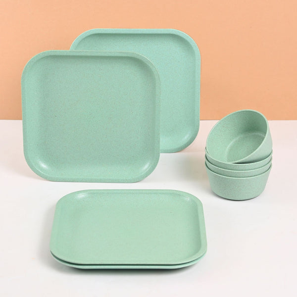 Earth Friendly 8 inch Small Snack Serving Plates and Curry bowl (175ml) | Set of 4