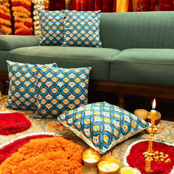 Festive Geometric Velvet Cushion Cover