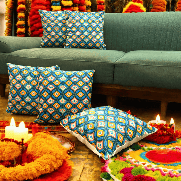 Festive Geometric Velvet Cushion Cover