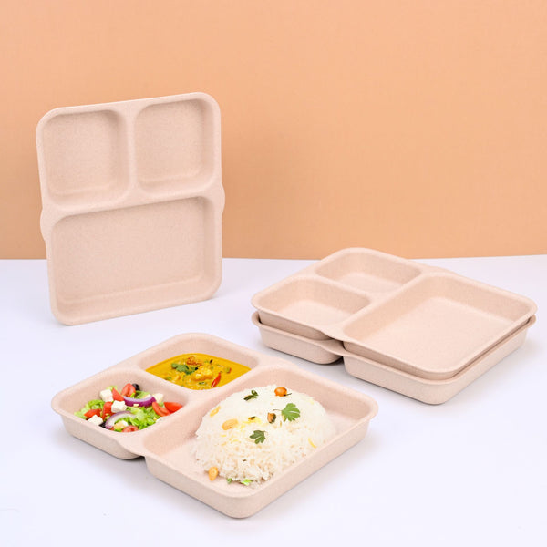 Eha Earth Friendly 3 Partition Plates for Kids | Plate Set of 4