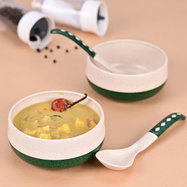 Soup Bowl 250 ml set of 2 | Earth friendly Unbreakable bowls with Spoon