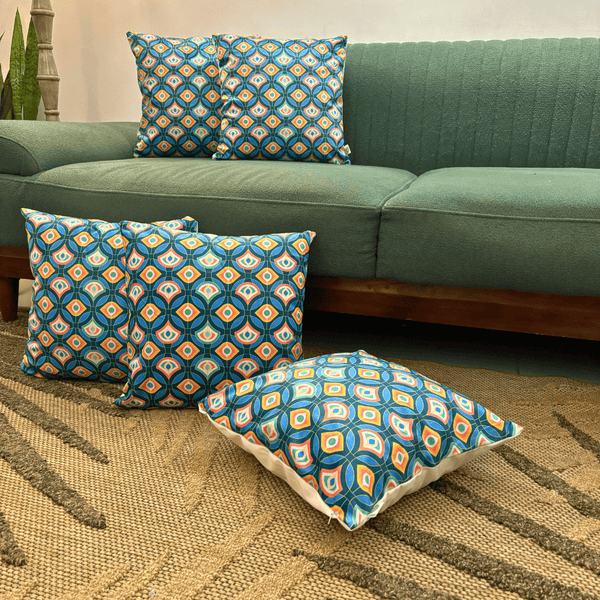 Festive Geometric Velvet Cushion Cover