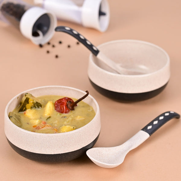 Soup Bowl 250 ml set of 2 | Earth friendly Unbreakable bowls with Spoon