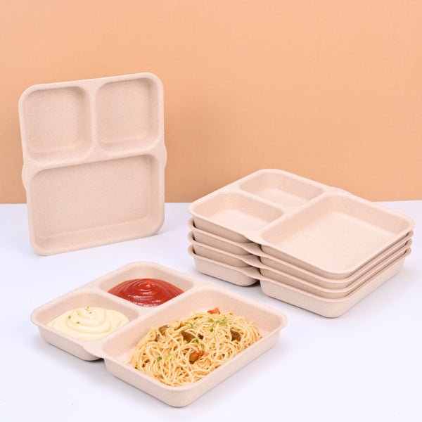 Eha Earth Friendly 3 Partition Plates for Kids | Plate Set of 6