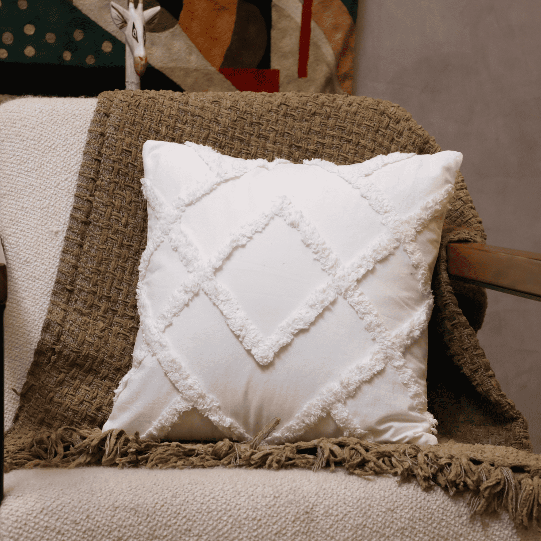 Diamond Ivory Tufted Cushion Cover - Set of 5