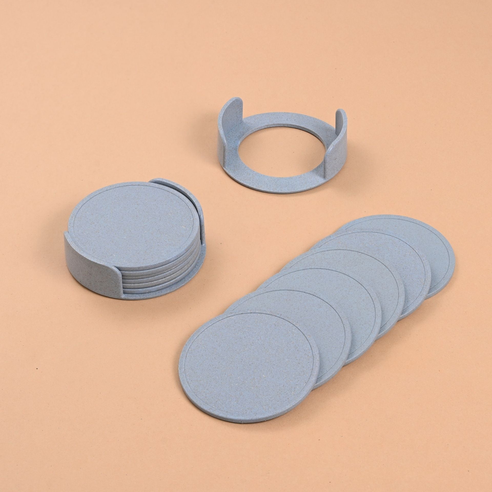 Earth Friendly Two Dockie Stand & Coasters Set of 12 | Coasters for Dining Table for Hot Pots