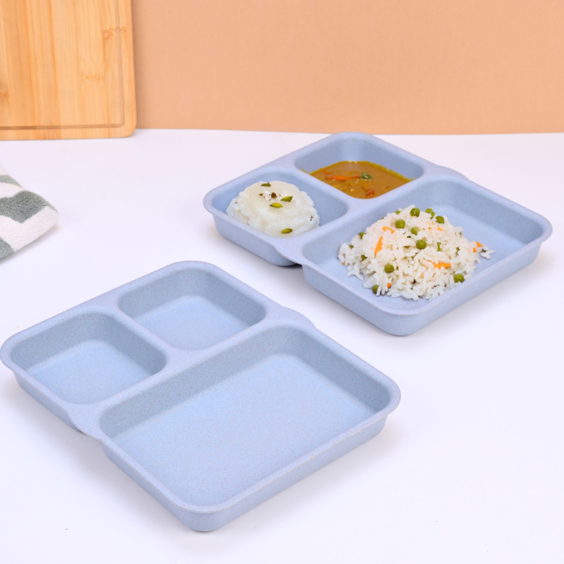 Eha Earth Friendly 3 Partition Plates for Kids | Plate Set of 2
